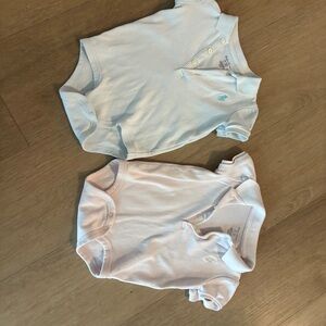 Ralph Lauren Pastel Polo Onesie Duo in Blue & Pink - No stains or flaws